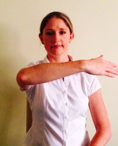 Starting position for Infraspinatus and Teres minor stretch