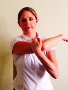 Finish position for Infraspinatus, Teres major stretch