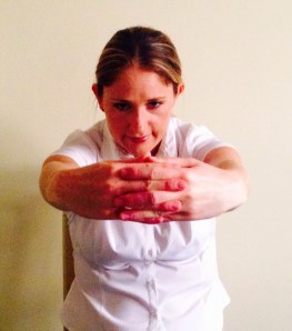 Finish position for the Rhomboids and middle Trapezius stretch