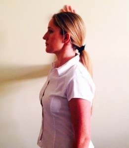 place the forearm against the wall or door jamb, gently lean forward